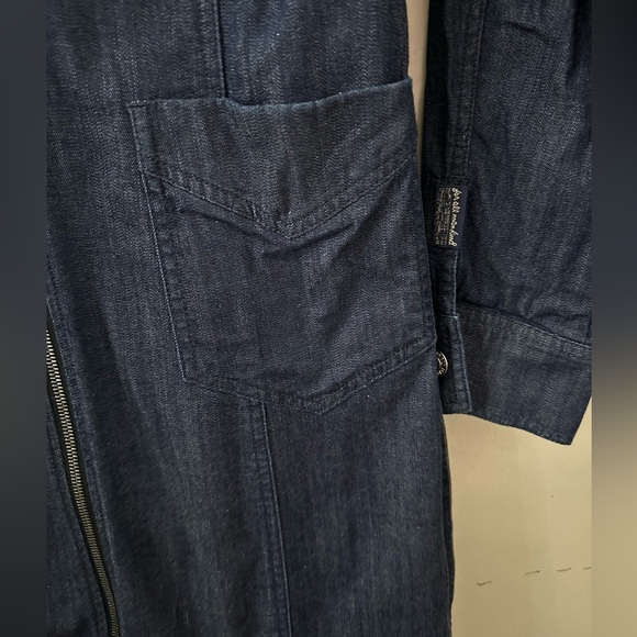 Seven For All Mankind Long- Sleeve Zip Front Denim Dress Size Large - Picture 8 of 15